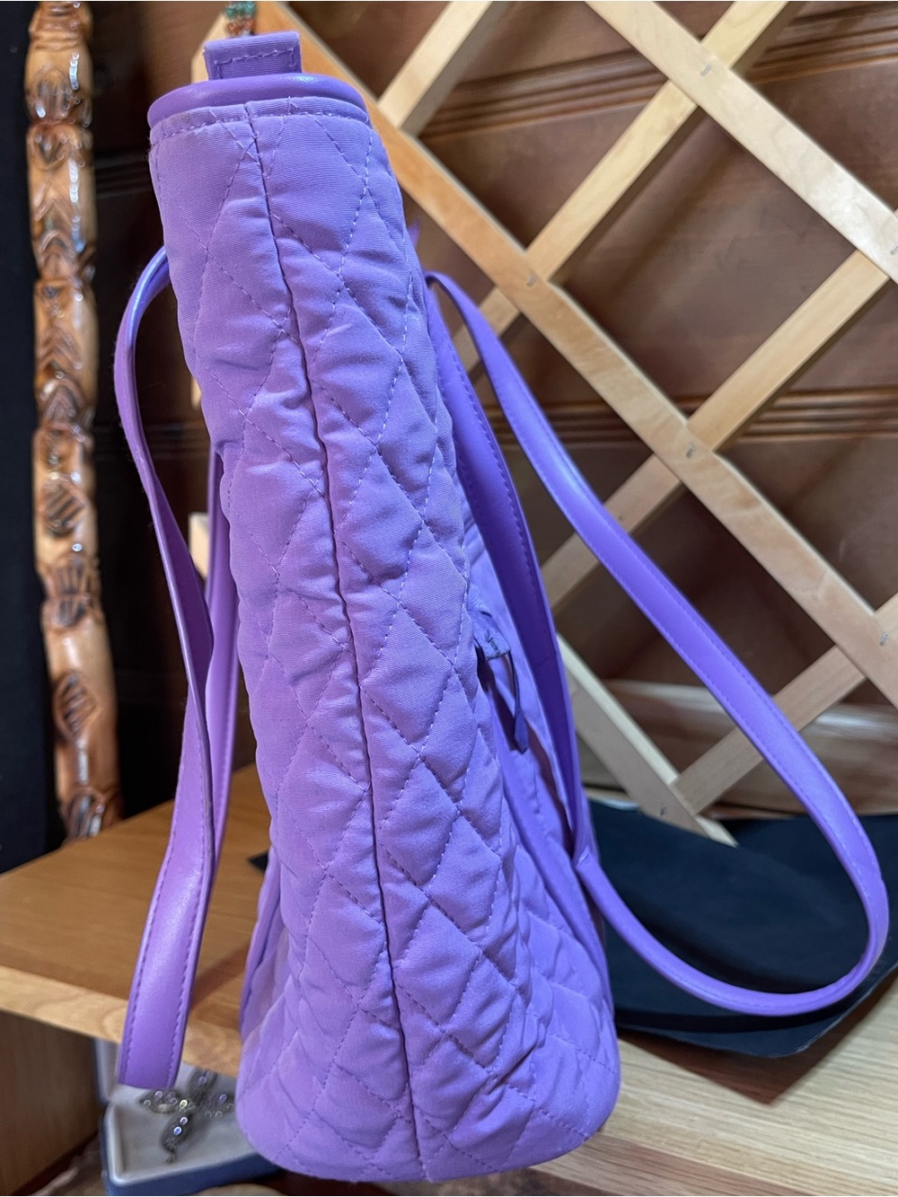 Vera Bradley Monochromatic Wisteria Purple Tote /Large Quilted Performance Twill - Picture 11 of 16